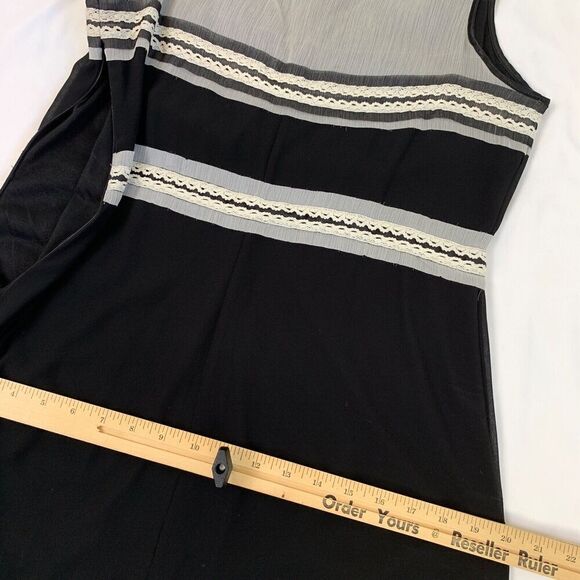 Max Studio Ribbon Lace Black L 12 Lace Lined Cocktail Fairy Whimsigoth Grunge - Picture 11 of 11